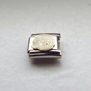 Enamel Bichon Frise dog face 9mm stainless steel italian charm bracelet link new